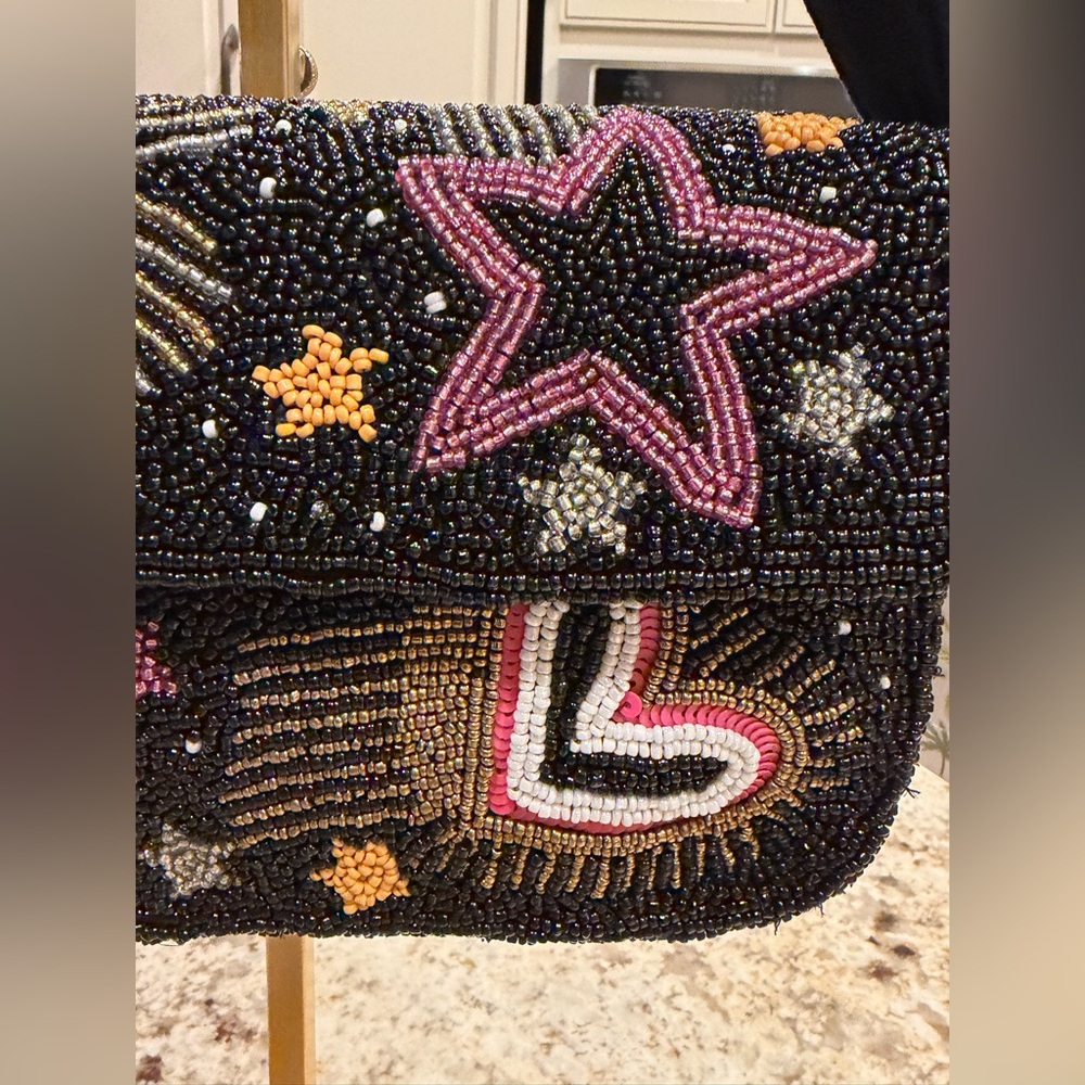 America & Beyond Cosmic Black Beaded shoulder Bag - Picture 7 of 9